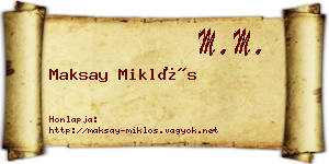 Maksay Miklós névjegykártya